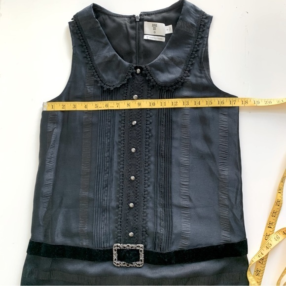 Anna Sui black vintage inspired dress, sleeveless, low waist, w/ lace velvet.‎ S - Picture 12 of 16